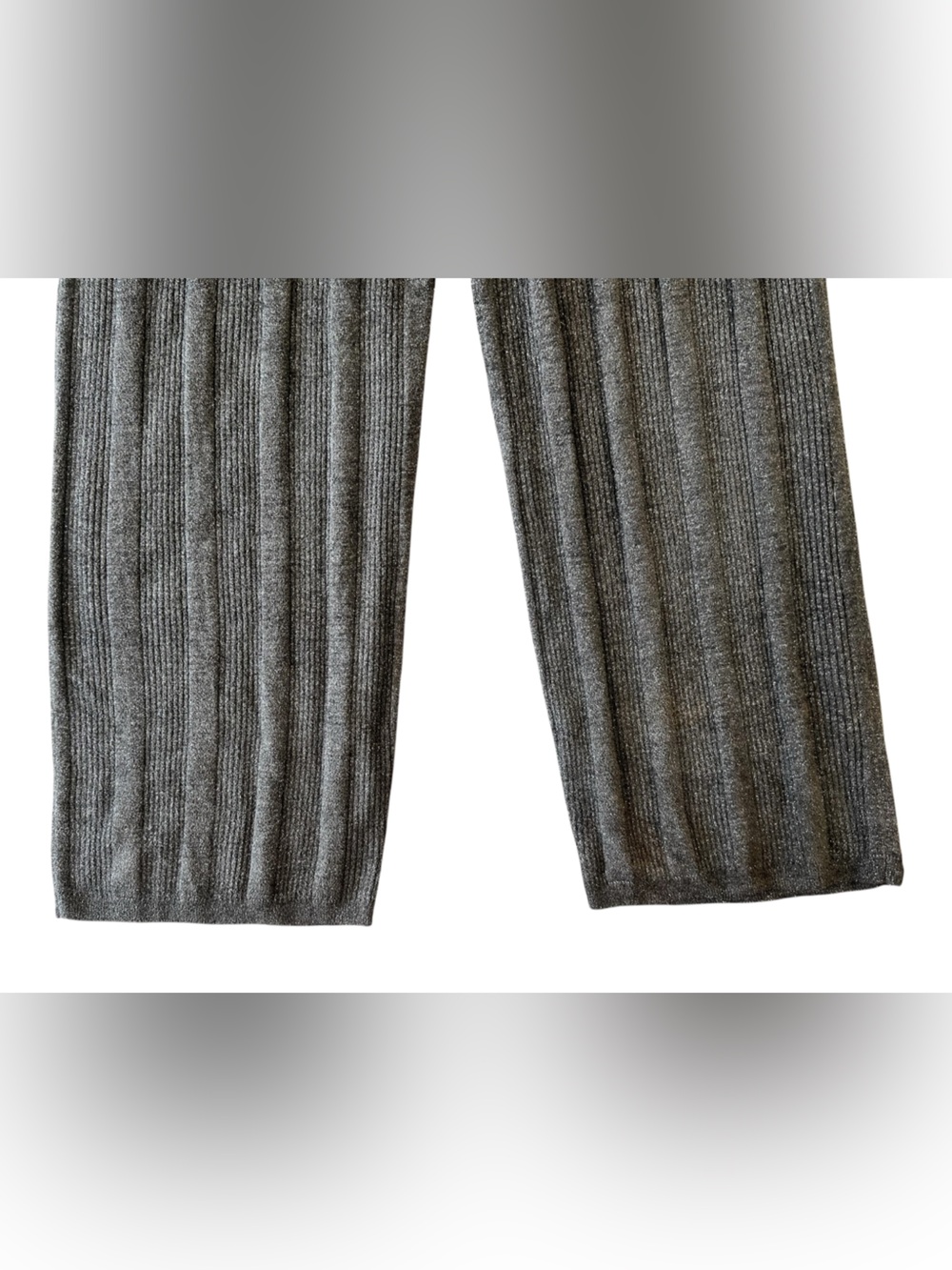Barefoot Dreams CozyChic Ultra Lite Lurex Rib Wide Leg Pant Carbon Gray 1X - Picture 5 of 14